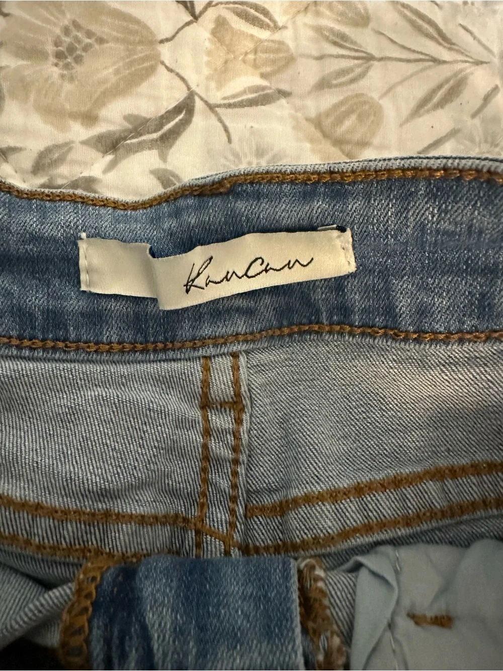 KanCan Light Blue Distressed Rolled-Hem Jean Shorts